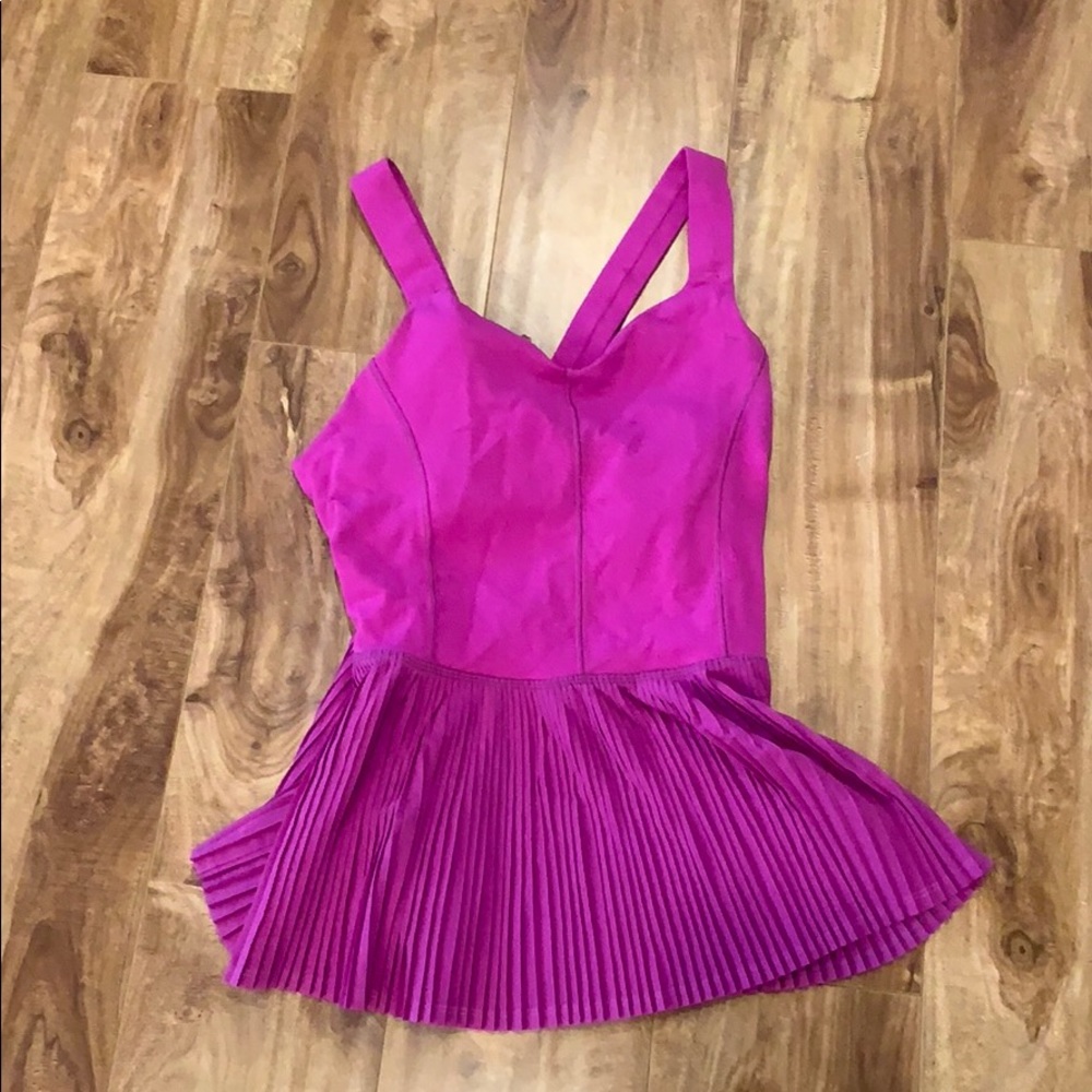 Lululemon Fuscia Pleated Peplum City Tank Top